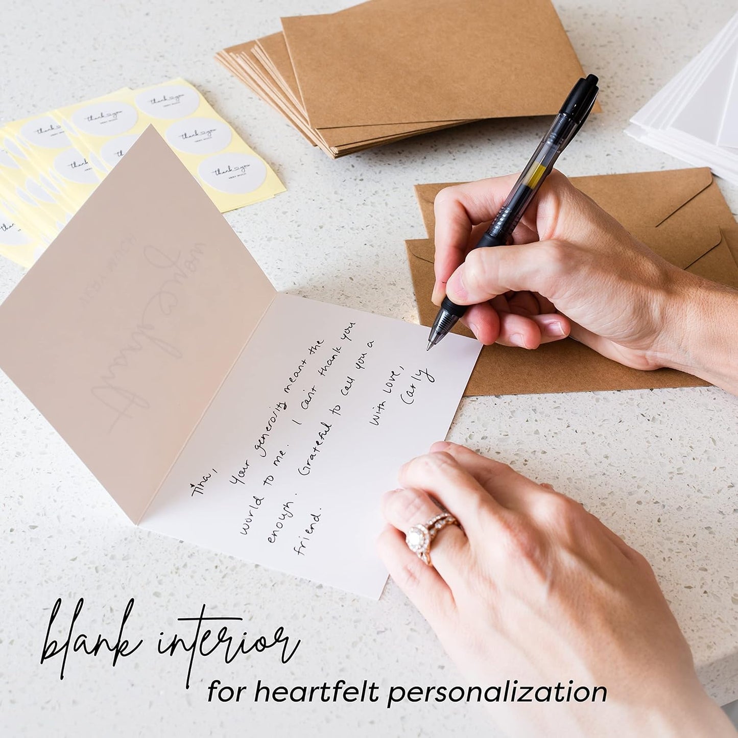 Durabasics 120 Thank You Cards with Envelopes to Express Gratitude – Wedding Thank You Cards with Envelopes & Stickers - For Any Occasion - Bridal Shower, Engagement, Graduation & More, 4" x 6"
