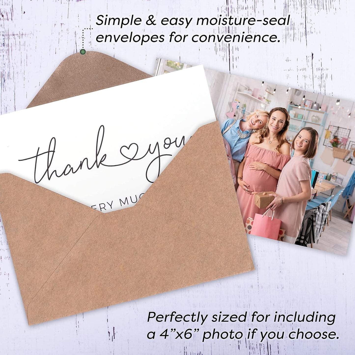 Durabasics 120 Thank You Cards with Envelopes to Express Gratitude – Wedding Thank You Cards with Envelopes & Stickers - For Any Occasion - Bridal Shower, Engagement, Graduation & More, 4" x 6"