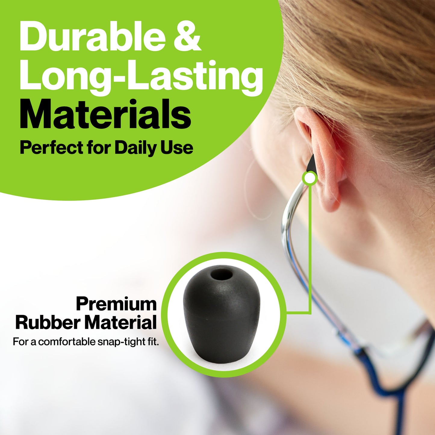 Durabasics Stethoscope Ear Tips Replacement for Littmann Stethoscopes Parts - Compatible with Littmann Ear Tips, Ear Pieces, Replacement Parts for Classic III, Cardiology 3, 4, & IV - Black