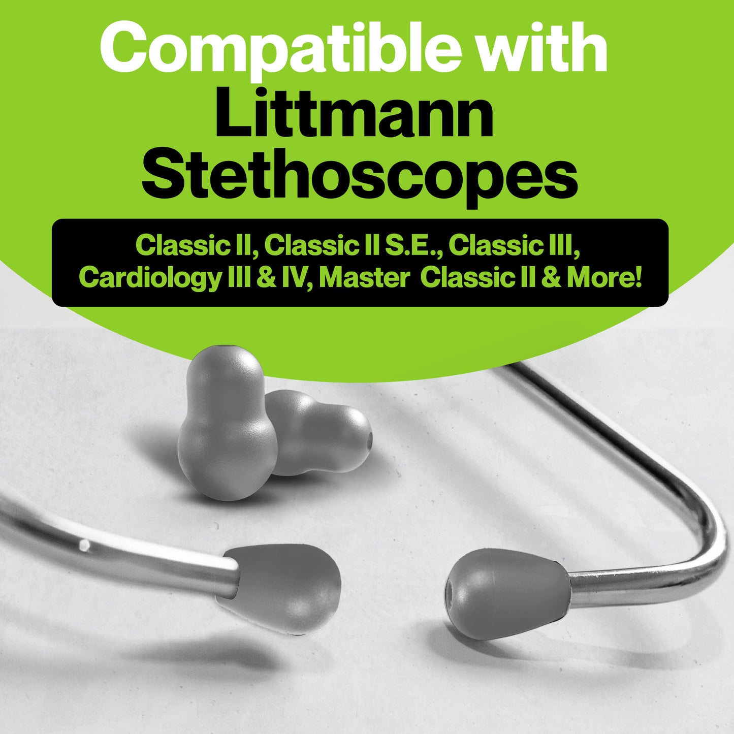 Durabasics Stethoscope Ear Tips Replacement for Littmann Stethoscopes Parts - Compatible with Littmann Ear Tips, Ear Pieces, Replacement Parts for Classic III, Cardiology 3, 4, & IV - Grey