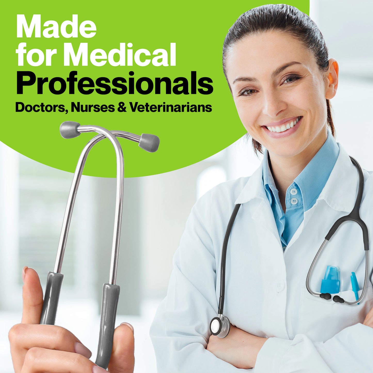 Durabasics Stethoscope Ear Tips Replacement for Littmann Stethoscopes Parts - Compatible with Littmann Ear Tips, Ear Pieces, Replacement Parts for Classic III, Cardiology 3, 4, & IV - Grey