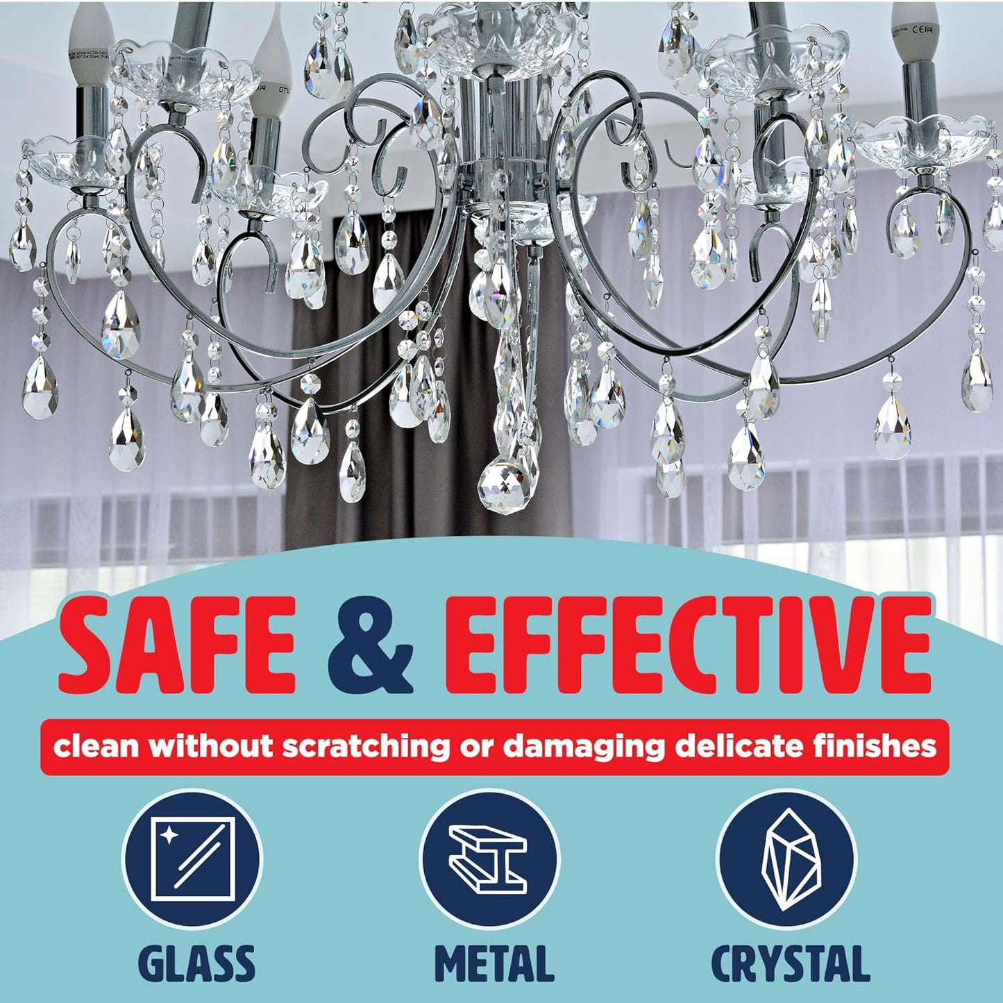 32oz Chandelier Cleaner Spray – Chandelier Cleaner Drip Dry No Wipe for Most Uses – Streak-Free Glass Cleaner – Helps Loosen Dirt & Grime – Multi-Surface Use – Made in USA
