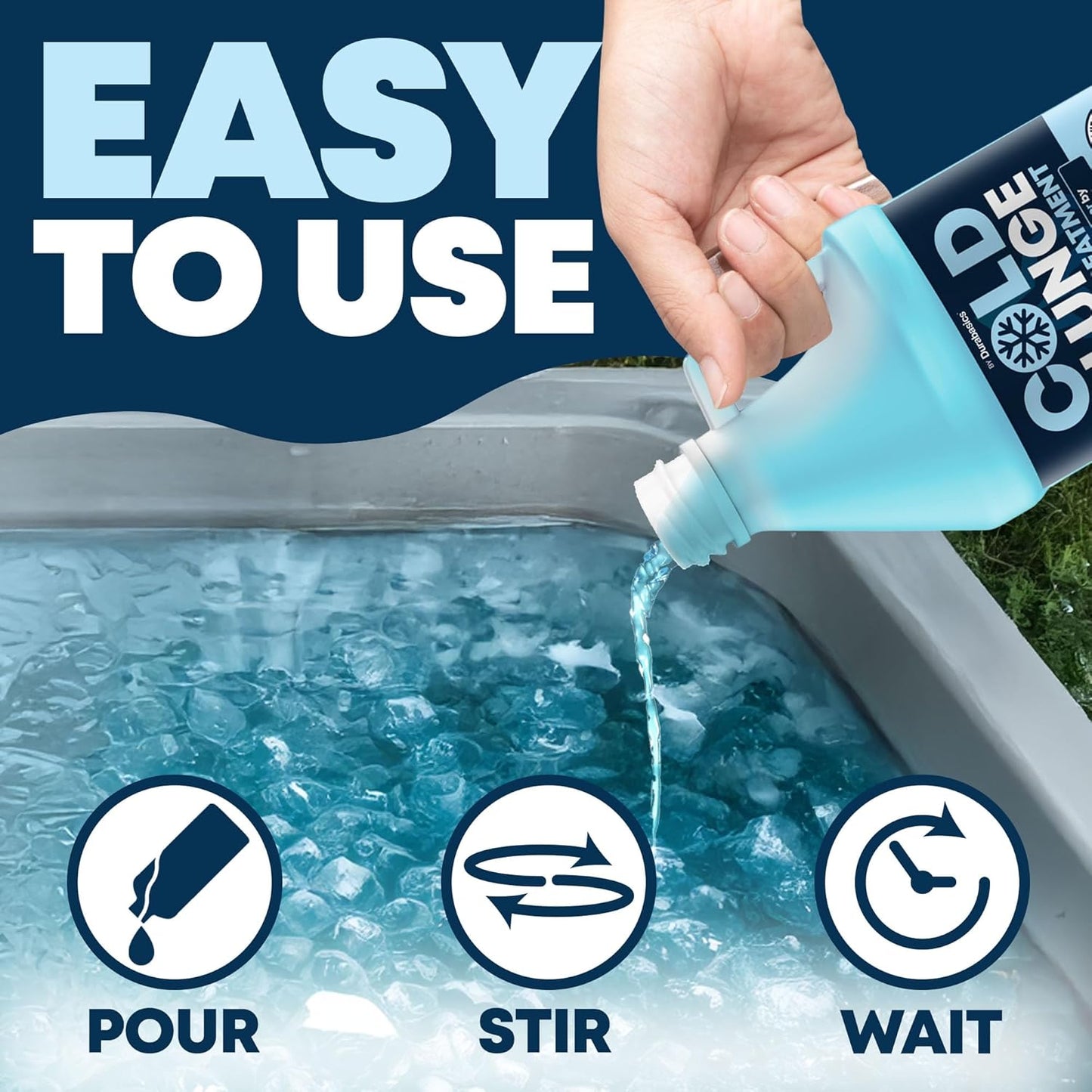 Durabasics 3in1 Cold Plunge Water Treatment – Helps Maintain Clear, Fresh-Looking Water | Cold Plunge Cleaner & Water Stabilizer | 64-Week Supply | Easy to Use | Ice Bath Water Treatment – 64 oz