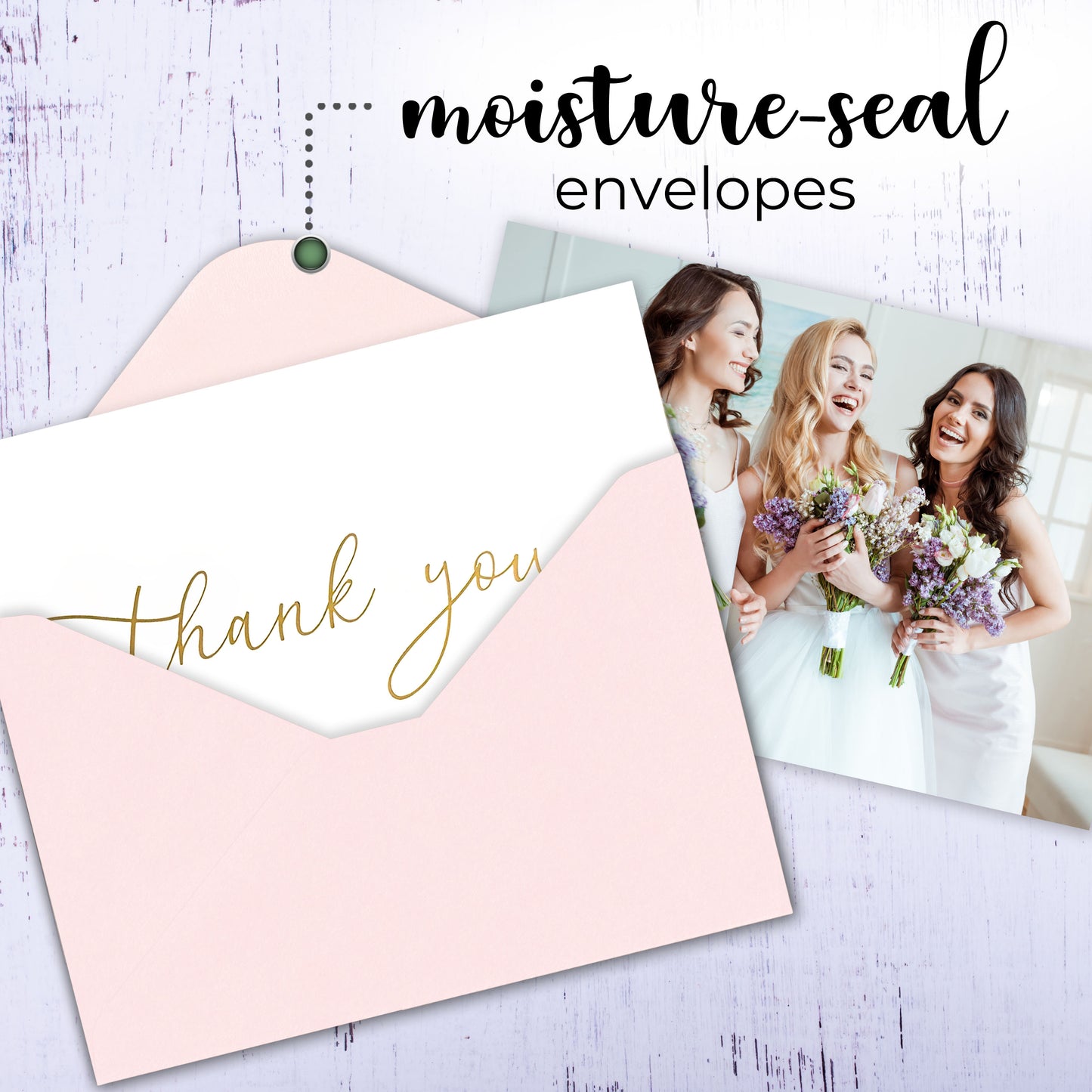 100 Heavyweight Blank Thank You Cards with Envelopes & Stickers, Premium Thank You Cards Wedding with Envelopes Set, Bulk Gold Script Notes, Wedding & Bridal Shower Set, (4 x 6 Inches) (100 Pack)