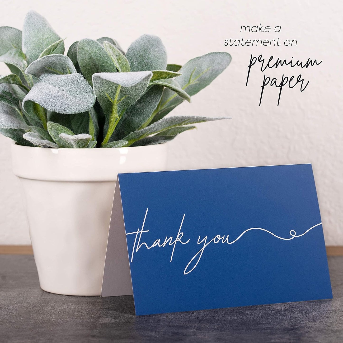 Durabasics 120 Heavyweight Blank Thank You Cards with Envelopes & Stickers, Premium Thank You Notes with Envelopes Set, Bulk, Classic Navy Blue Bulk Pack (4 x 6 Inches) (120 Pack)