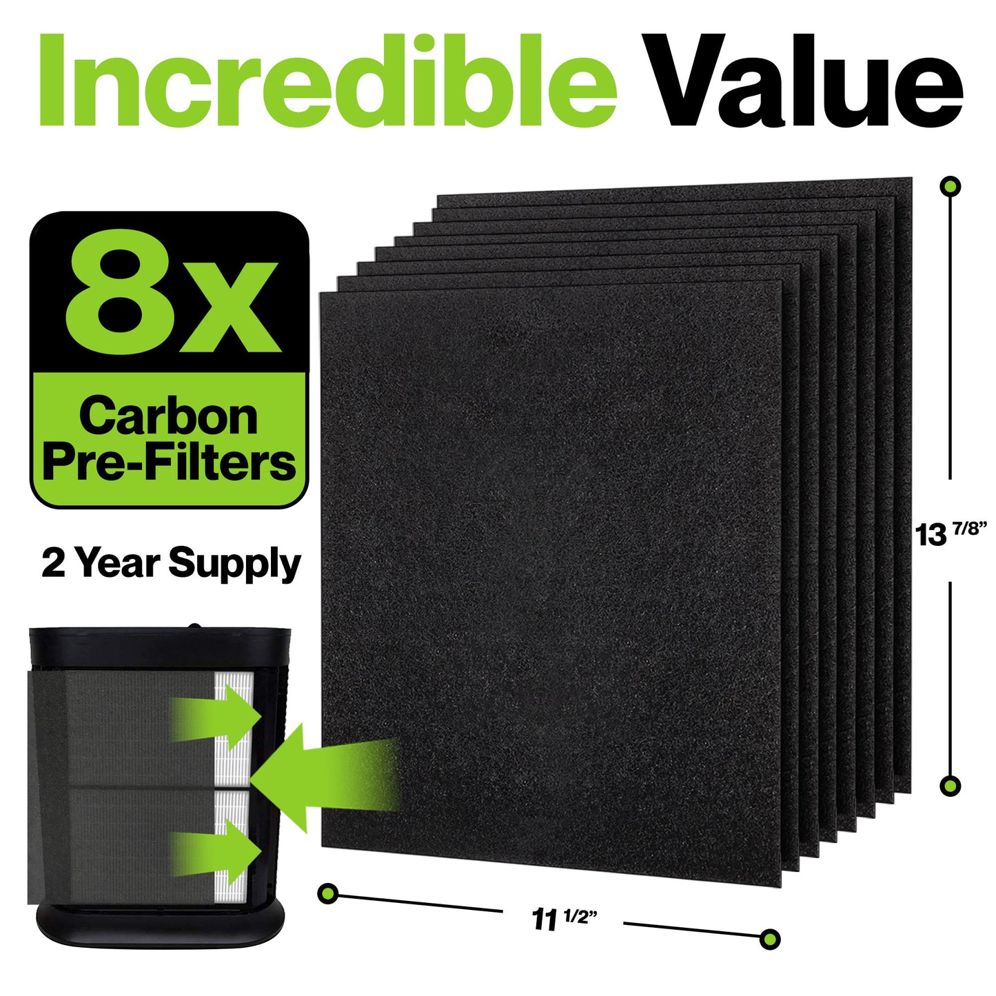 Honeywell HPA200 Compatible Pre-Cut Pre-Filters 8 Pack