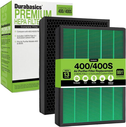 Durabasics Replacement Compatible with 400/400S Airmega Max 2, High Performance HEPA and Activated Carbon Filter for Air Purifier, 2-Pack