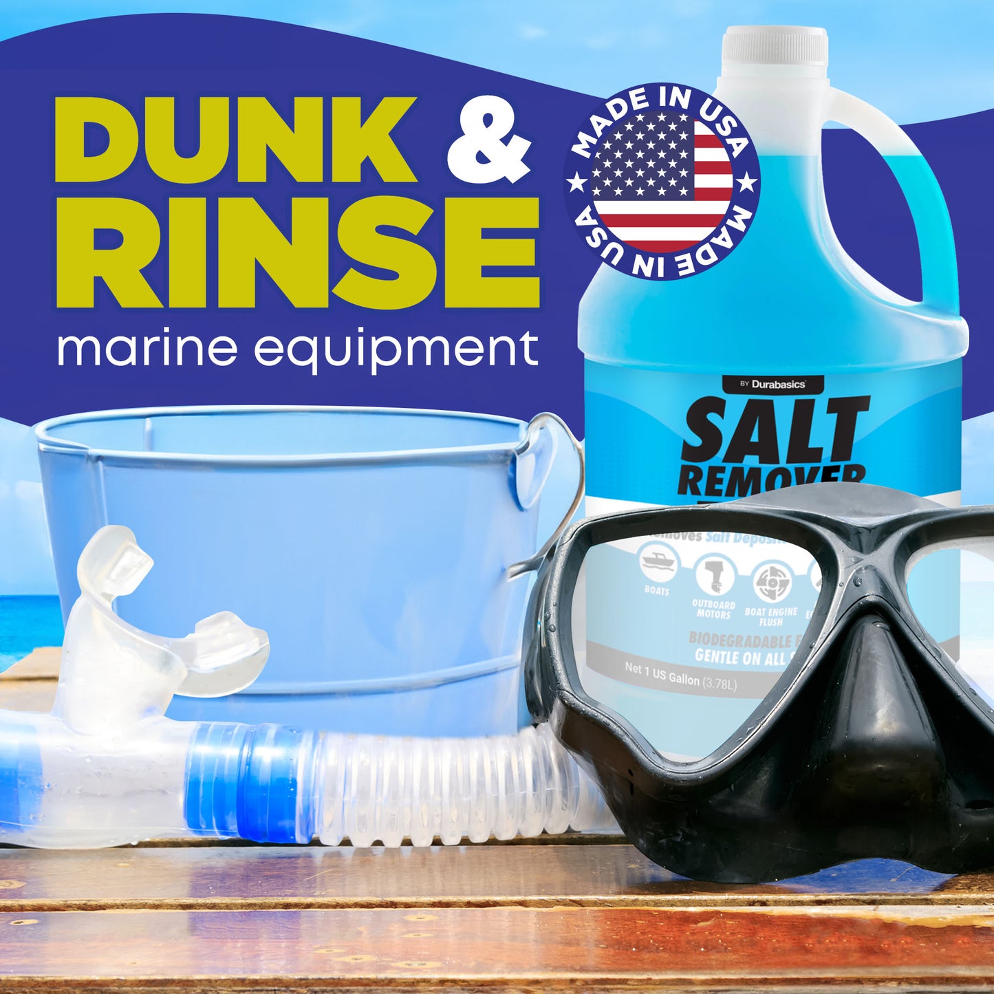 [1 Gallon] Salt Remover Concentrate - Salt Gone for Boats - Marine Engine Flush - Perfect for Outboard Motor Flush & Washing Salt Deposits - Remove Salt Deposits for Autos
