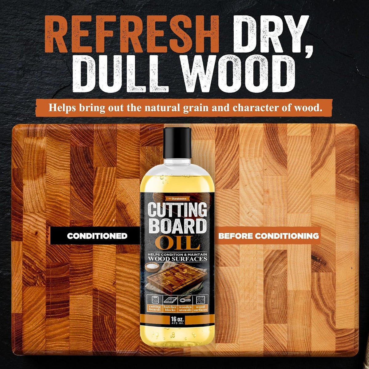 Cutting Board Oil 16oz, Cream 5oz, Microfiber & Wood Applicators