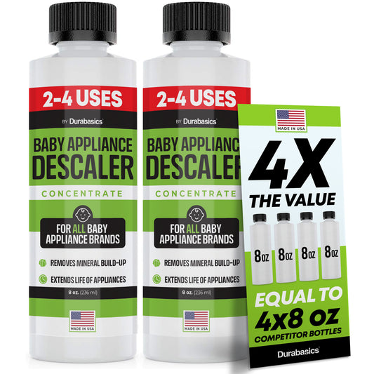 [2 Pack] Descaler for Baby Sterilizer - Baby Appliance Descaler - Made in USA - Effective Yet Gentle - Odorless - Removes Mineral Build Up - Compatible with All Appliances - Citric Acid - 16 Oz Total