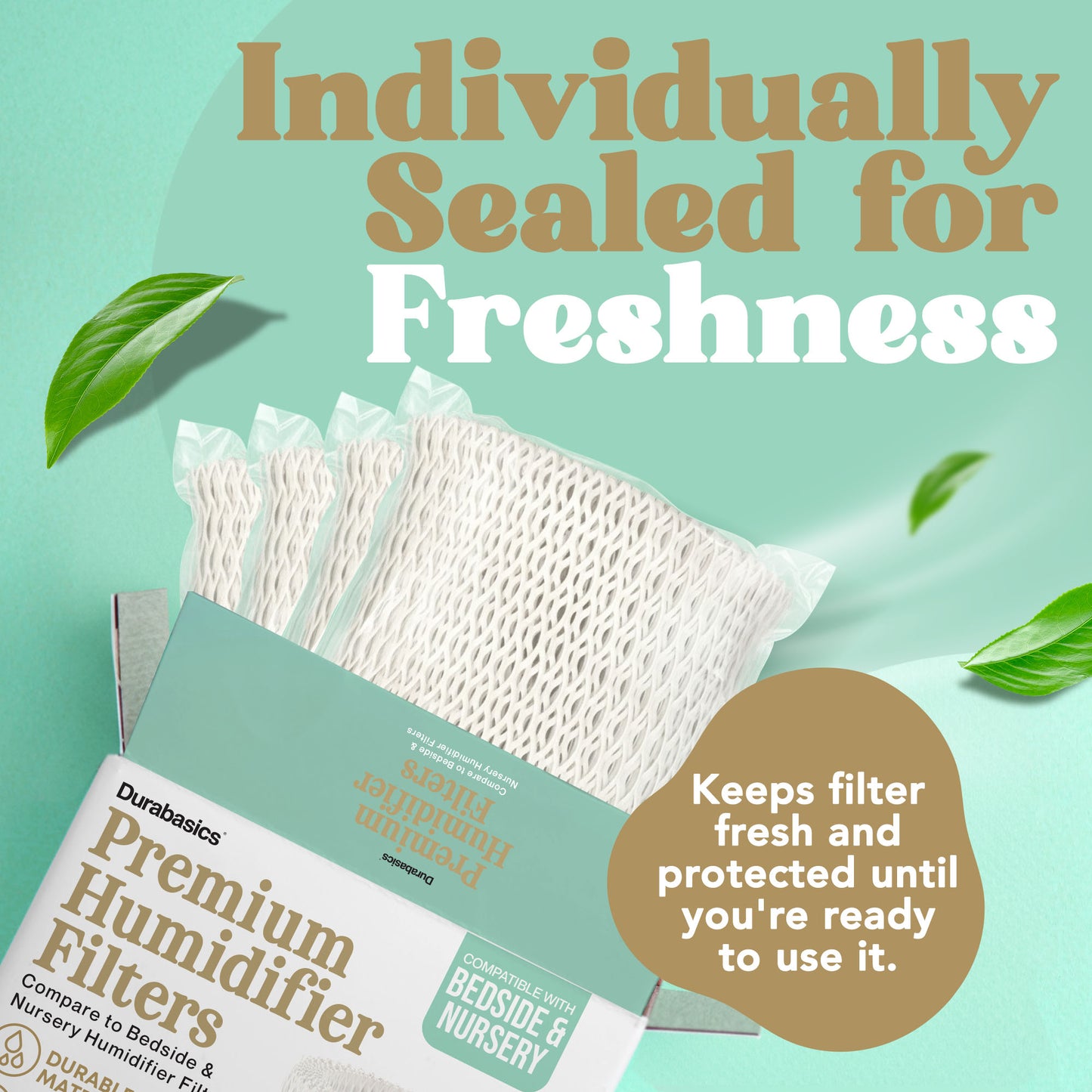 Durabasics Humidifier Filter – 4 Pack, Compatible with Canopy Bedside Humidifiers Filter Replacements,  Wood Pulp Paper Filters, Designed to Capture Water Minerals, Replace About Every 6 Weeks