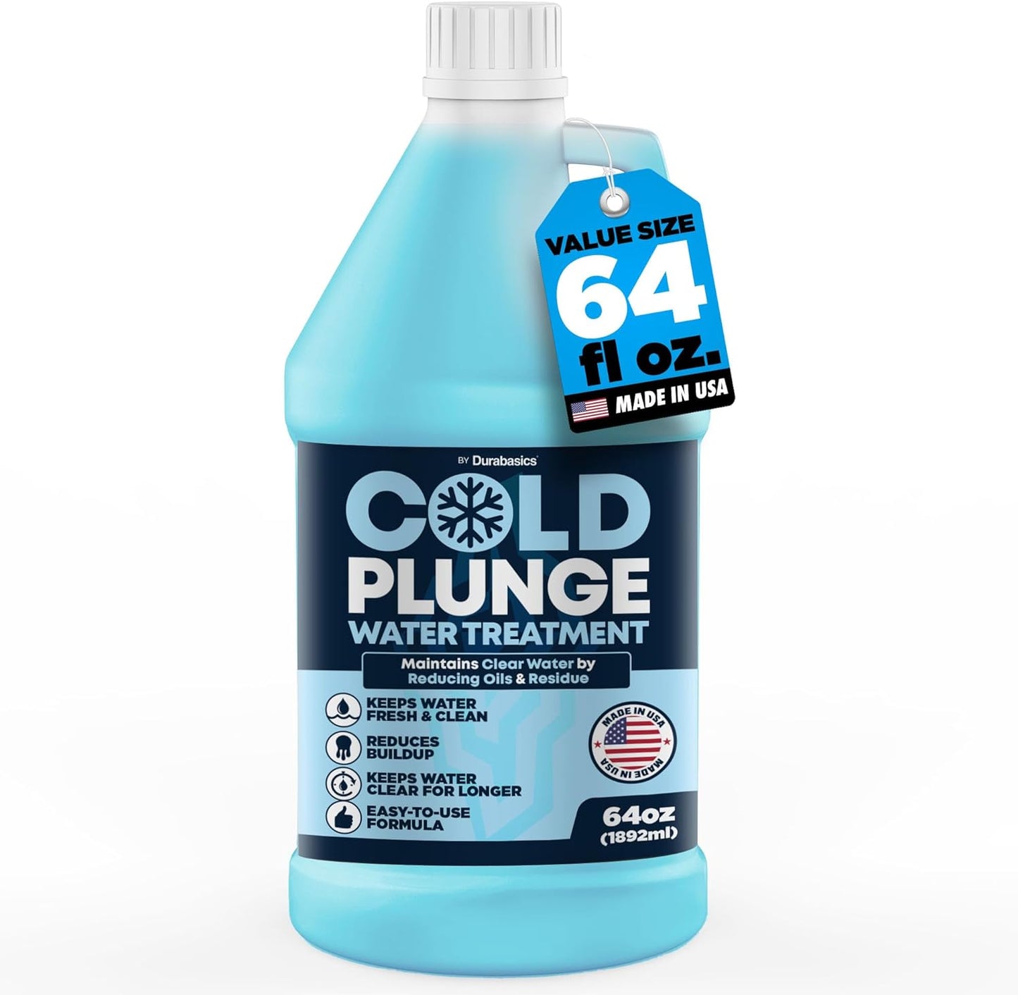 Durabasics 3in1 Cold Plunge Water Treatment – Helps Maintain Clear, Fresh-Looking Water | Cold Plunge Cleaner & Water Stabilizer | 64-Week Supply | Easy to Use | Ice Bath Water Treatment – 64 oz