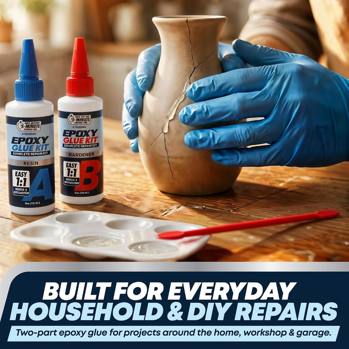5 Minute Epoxy Glue, 2 Part Epoxy Complete Repair Kit 8 fl oz
