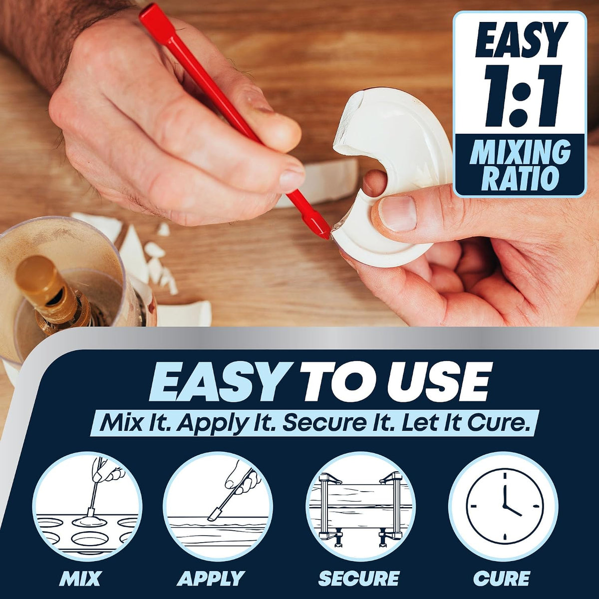 5 Minute Epoxy Glue, 2 Part Epoxy Complete Repair Kit 8 fl oz