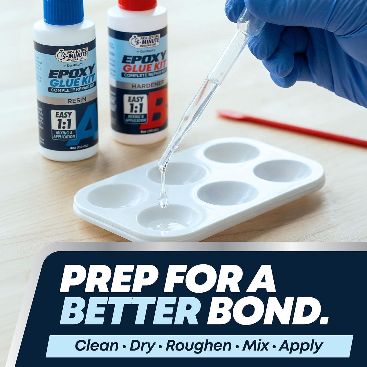 5 Minute Epoxy Glue, 2 Part Epoxy Complete Repair Kit 8 fl oz