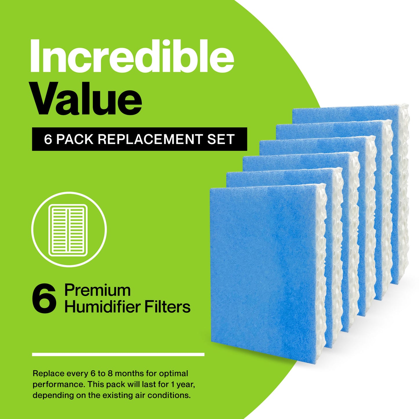 Durabasics Filter Replacements for Honeywell Filter T - 6 Pack - For HEV615 & HEV620 - Compatible with HFT600 Honeywell Humidifier Filter, HFT600, Filter HFT600 & Honeywell Humidifier Filter T