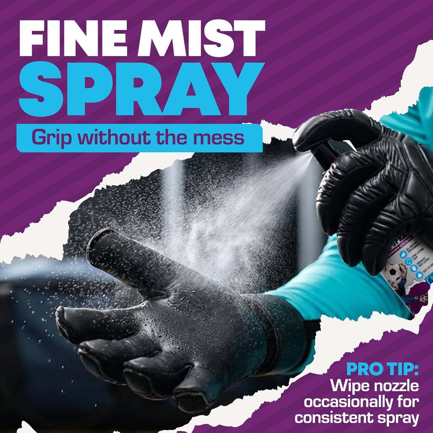 Goalie Glove Spray for Goalkeepers – Soccer Glove Grip Spray Helps Restore Tack on Worn Gloves, Water-Based Goalkeeper Glove Spray for Better Control & Grip Feel, Fine Mist Formula, 2 Pack 4oz