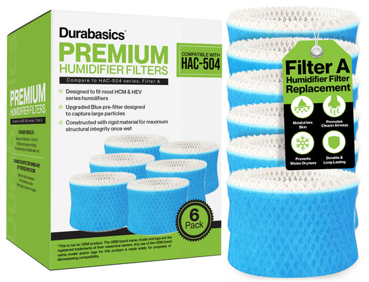 6 Pack of Premium Humidifier Filters | Compatible with Honeywell Humidifier Filter HAC-504, HAC-504AW & Honeywell Filter A | Replacement for Honeywell Filter HCM 350 & Other Cool Mist Humidifiers