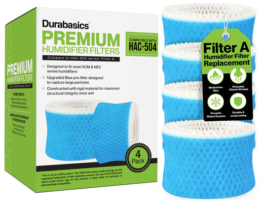 4 Pack of Premium Humidifier Filters | Compatible with Honeywell Humidifier Filter HAC-504, HAC-504AW & Honeywell Filter A | Replacement for Honeywell Filter HCM 350 & Other Cool Mist Humidifiers