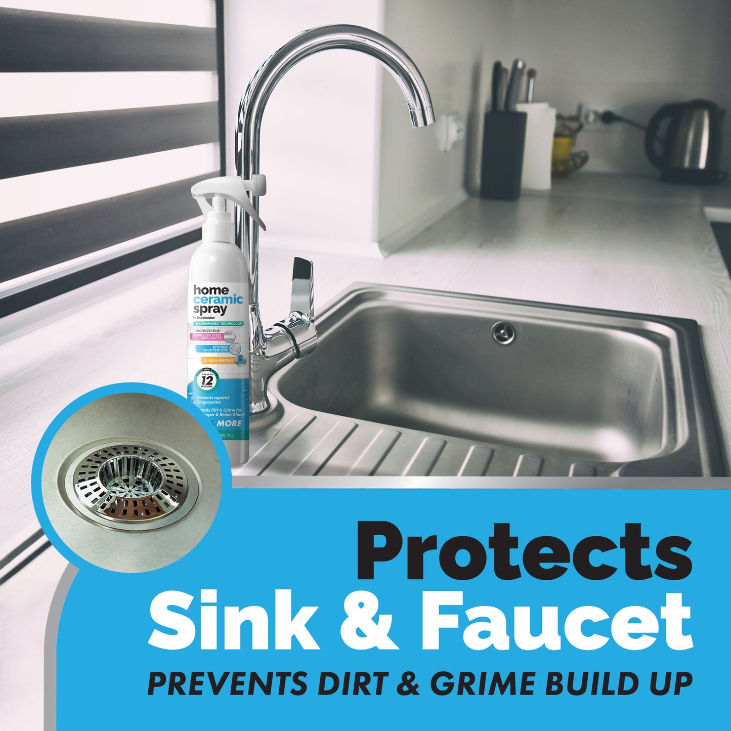2 Pack [12 Oz] Home Ceramic Coating Spray Kit - Shine, Seal & Protect Kitchen & Bath Surfaces - High Shine - Repels Stains & Grime Effortlessly - Use on Stainless Steel, Sinks, Countertops, Glass