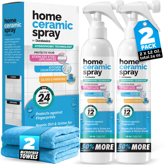 2 Pack [12 Oz] Home Ceramic Coating Spray Kit - Shine, Seal & Protect Kitchen & Bath Surfaces - High Shine - Repels Stains & Grime Effortlessly - Use on Stainless Steel, Sinks, Countertops, Glass
