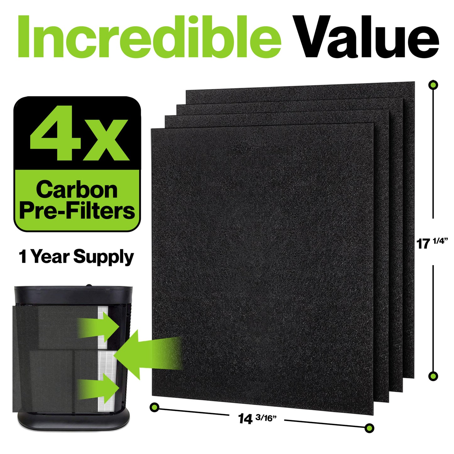Durabasics Activated Carbon Prefilters for Honeywell Prefilter A & HRF-AP1HPA300 - 4 Pack - Replacements for Honeywell HRF APP1, Honeywell Replacement Pre Filter & Honeywell A Pre Filter