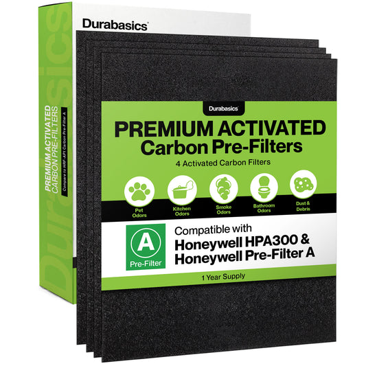 Durabasics Activated Carbon Prefilters for Honeywell Prefilter A & HRF-AP1HPA300 - 4 Pack - Replacements for Honeywell HRF APP1, Honeywell Replacement Pre Filter & Honeywell A Pre Filter