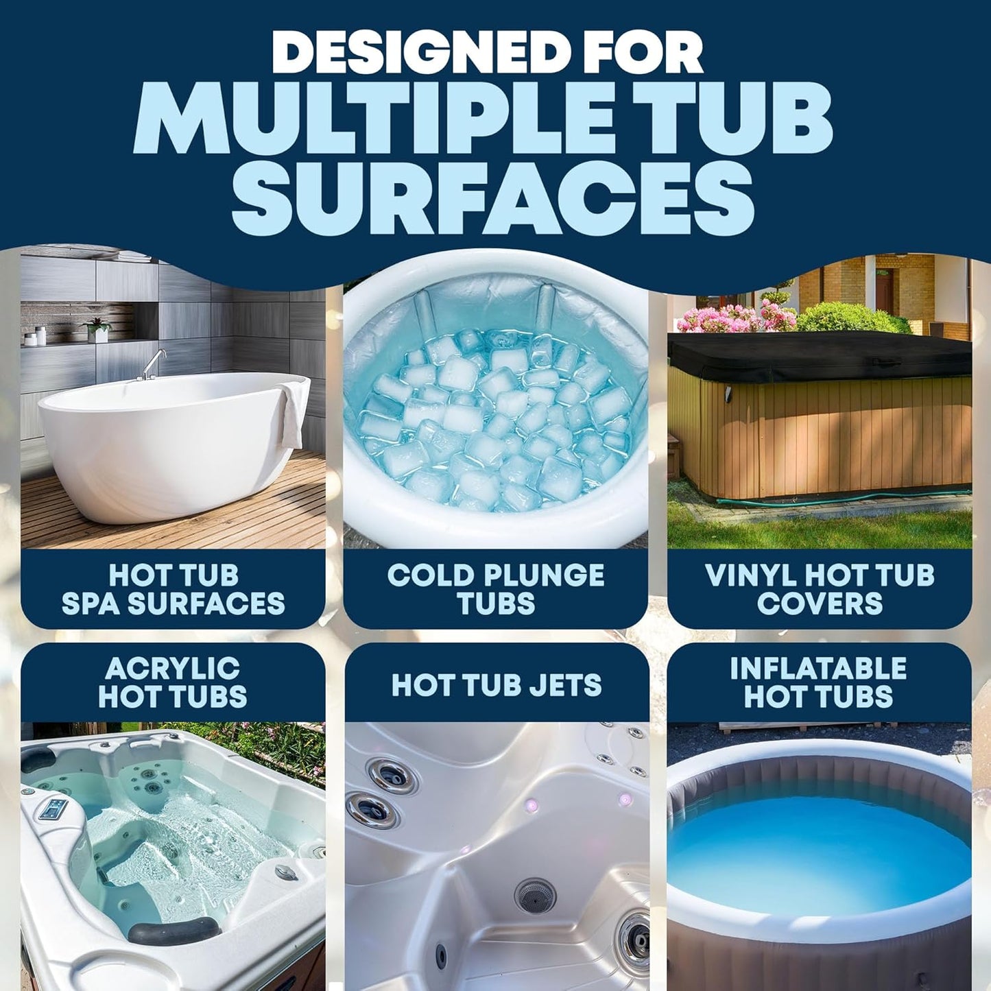 Durabasics Hot Tub Surface Cleaner & Cold Plunge Cleaner Kit, 16 oz – Helps Remove Scum Line, Body Oils & Residue – Spa Cleaner for Acrylic, Vinyl & Inflatable Tubs – Includes Microfiber Cloth