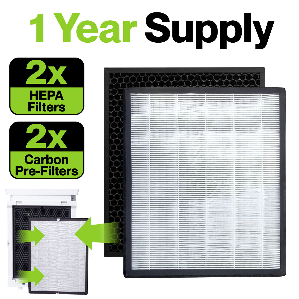 Lot De 2 Filtres De Rechange Levoit Pour Purificateur LV-PUR131 - HEPA H13 + Charbon Actif