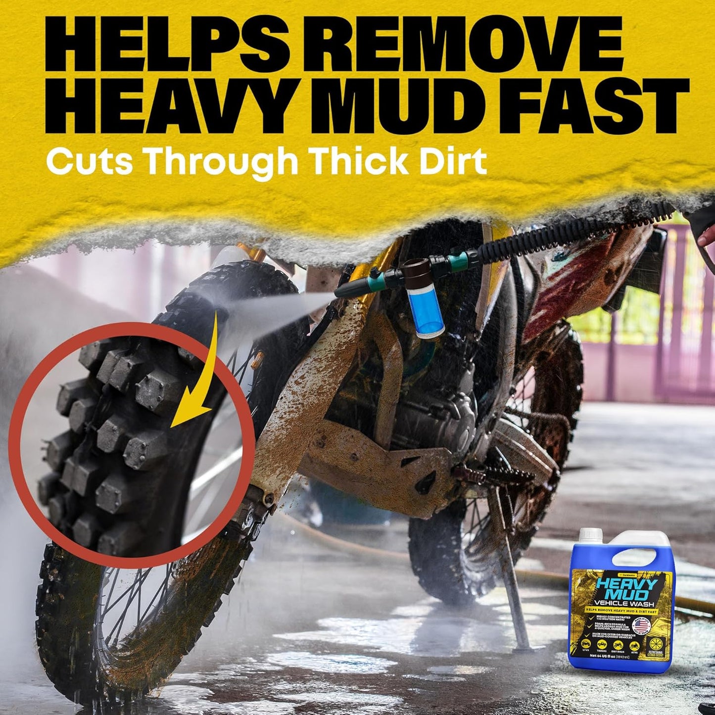 Durabasics Heavy Mud Wash – Highly Concentrated 1:32 Ratio, Thick Foam Car Wash Soap & ATV Cleaner for Trucks, UTV Cleaner, Dirt Bikes & RVs – Works with Foam Cannons & Bucket Washes – 64 fl oz