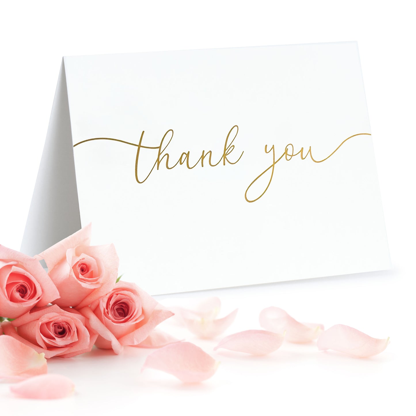 100 Heavyweight Blank Thank You Cards with Envelopes & Stickers, Premium Thank You Cards Wedding with Envelopes Set, Bulk Gold Script Notes, Wedding & Bridal Shower Set, (4 x 6 Inches) (100 Pack)