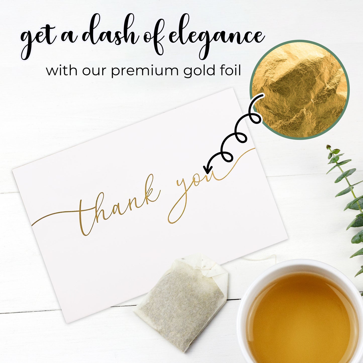 100 Heavyweight Blank Thank You Cards with Envelopes & Stickers, Premium Thank You Cards Wedding with Envelopes Set, Bulk Gold Script Notes, Wedding & Bridal Shower Set, (4 x 6 Inches) (100 Pack)