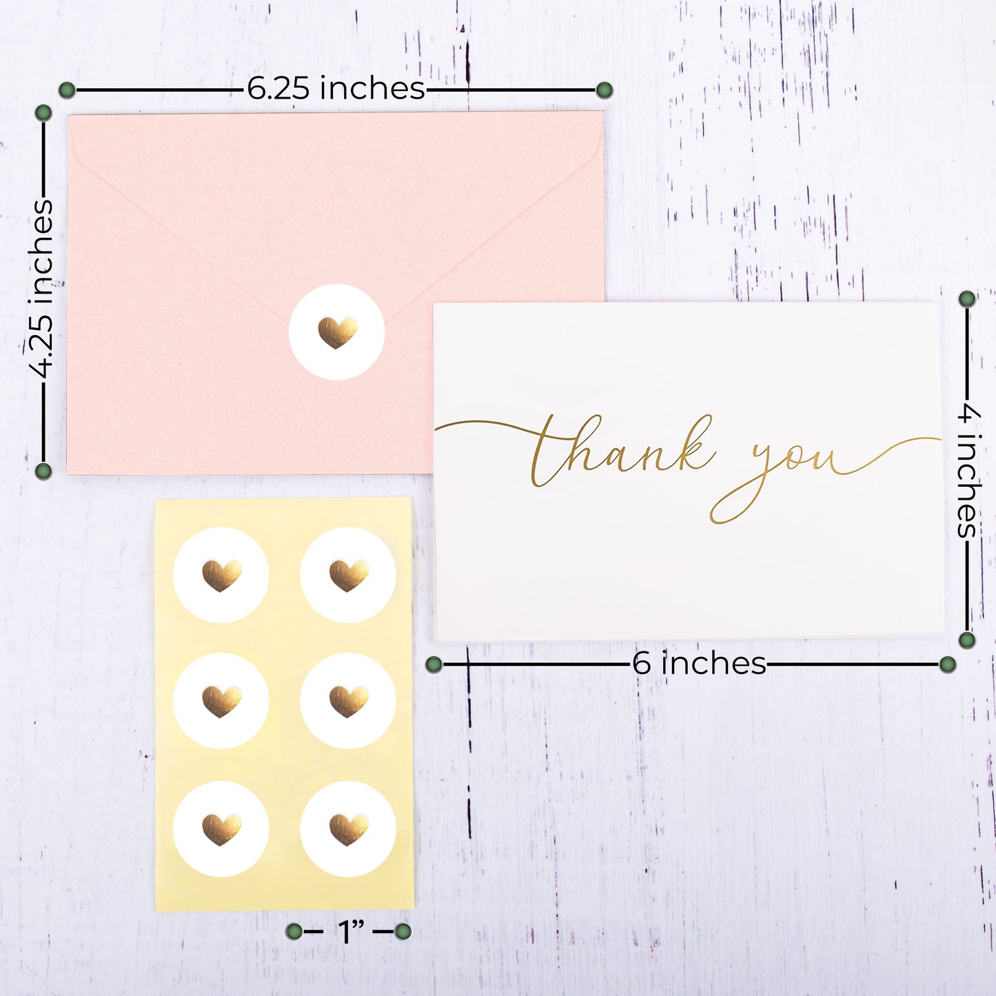 100 Heavyweight Blank Thank You Cards with Envelopes & Stickers, Premium Thank You Cards Wedding with Envelopes Set, Bulk Gold Script Notes, Wedding & Bridal Shower Set, (4 x 6 Inches) (100 Pack)
