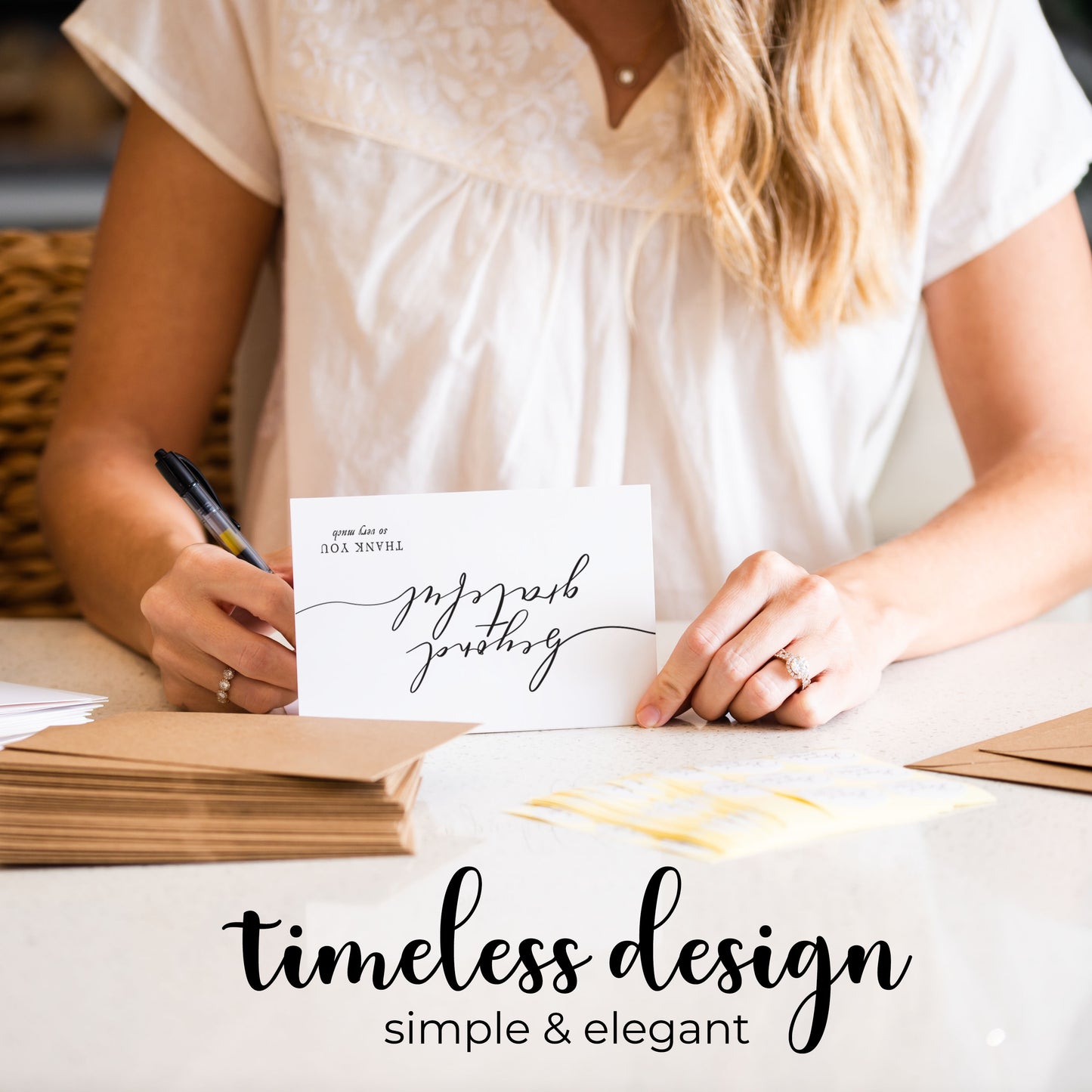 120 Heavyweight Blank Thank You Cards with Envelopes Beyond Grateful Thank You Cards, Bridal Shower, Engagement, Graduation, Wedding Bulk Pack Card with Envelopes & Stickers (4 x 6 Inches) (120 Pack)