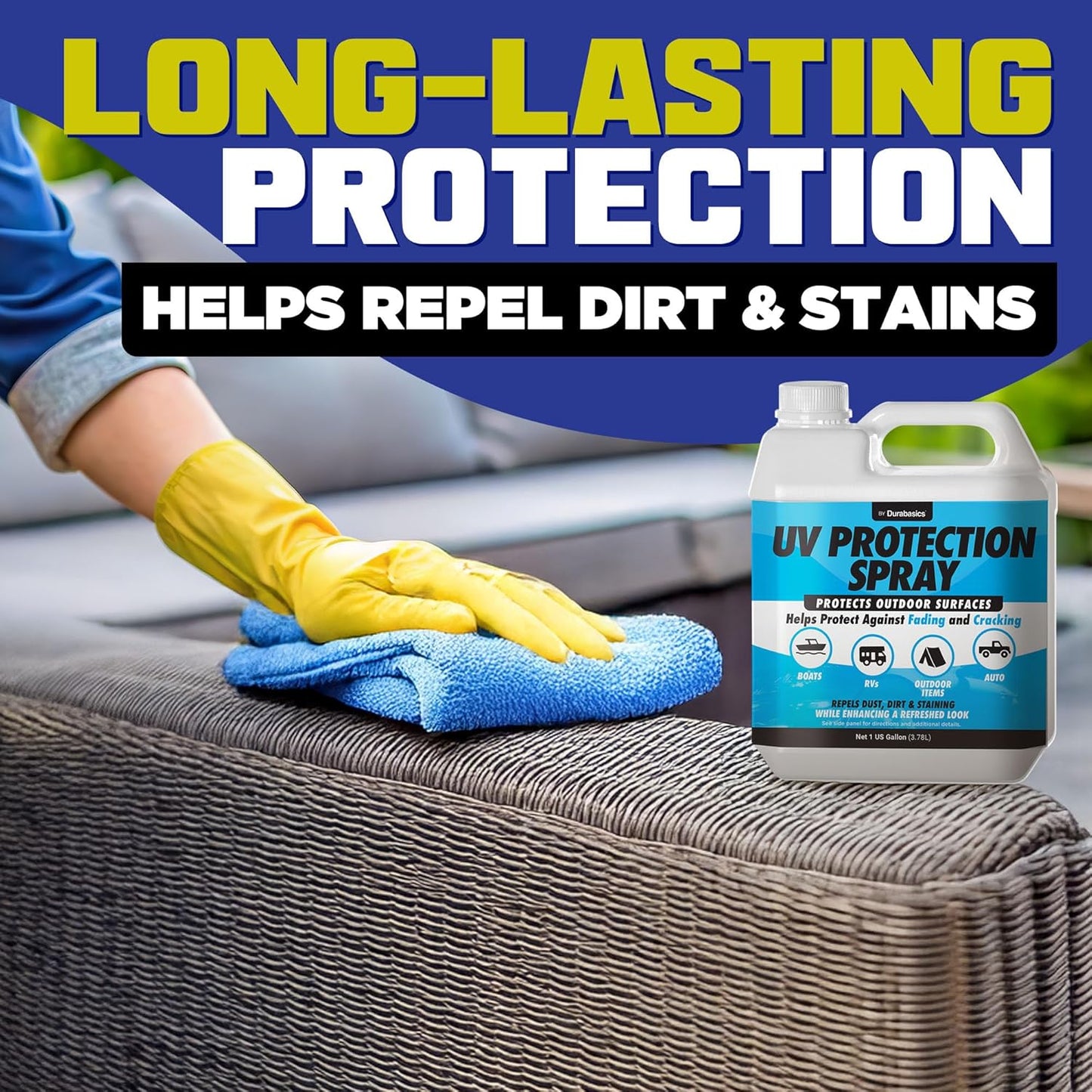 UV Protection Spray for Outdoor Surfaces – Helps Reduce Fading, Cracking, and Stains – Non-Greasy, Matte Finish – Includes Sprayer & Towel – Use on Vinyl, Plastic, Rubber, Artificial Plants