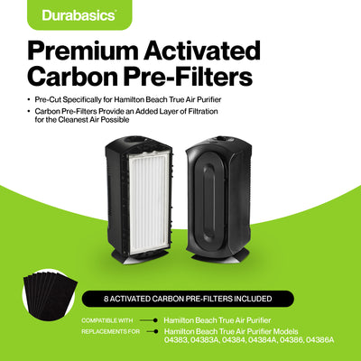 Hamilton Beach True Air 04383, 04384, & 04386 Compatible Pre-Filters (8 Pack)