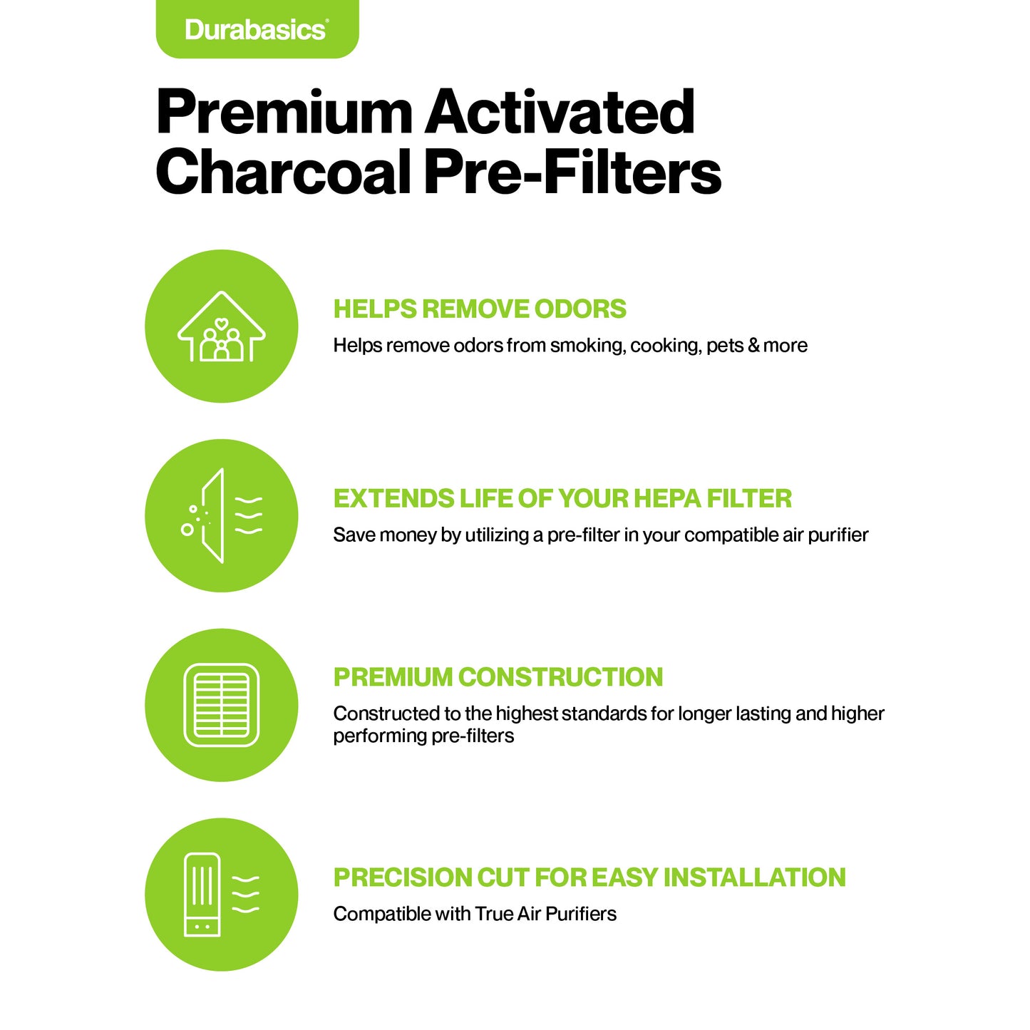 Hamilton Beach True Air 04383, 04384, & 04386 Compatible Pre-Filters (8 Pack)