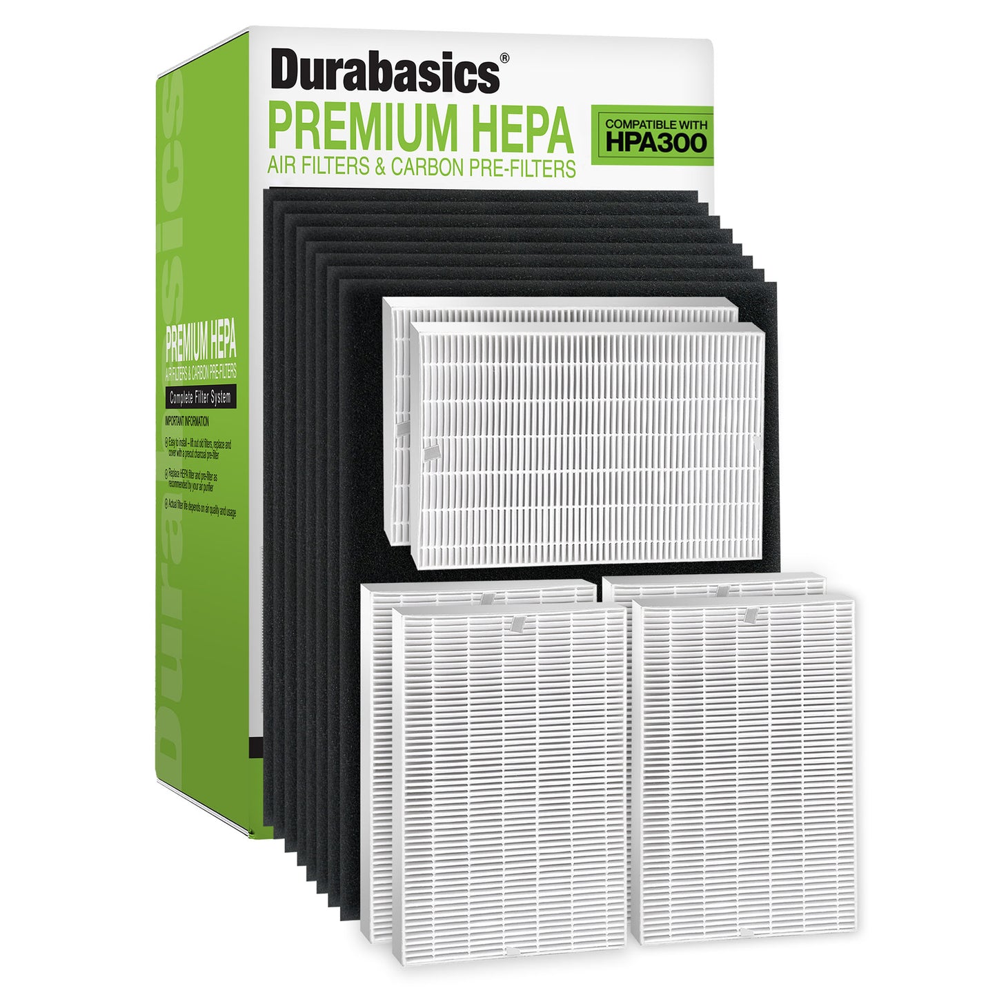 Durabasics HPA300 Compatible HEPA Filter Set - 6 HEPA Filters & 8 Pre-Cut Activated Carbon Pre Filters - Replacements for Honeywell Filter R and Pre-Filter A, HRF-R3, HRF-R2, HRF-R1, HRF-AP1 & HPA 300…