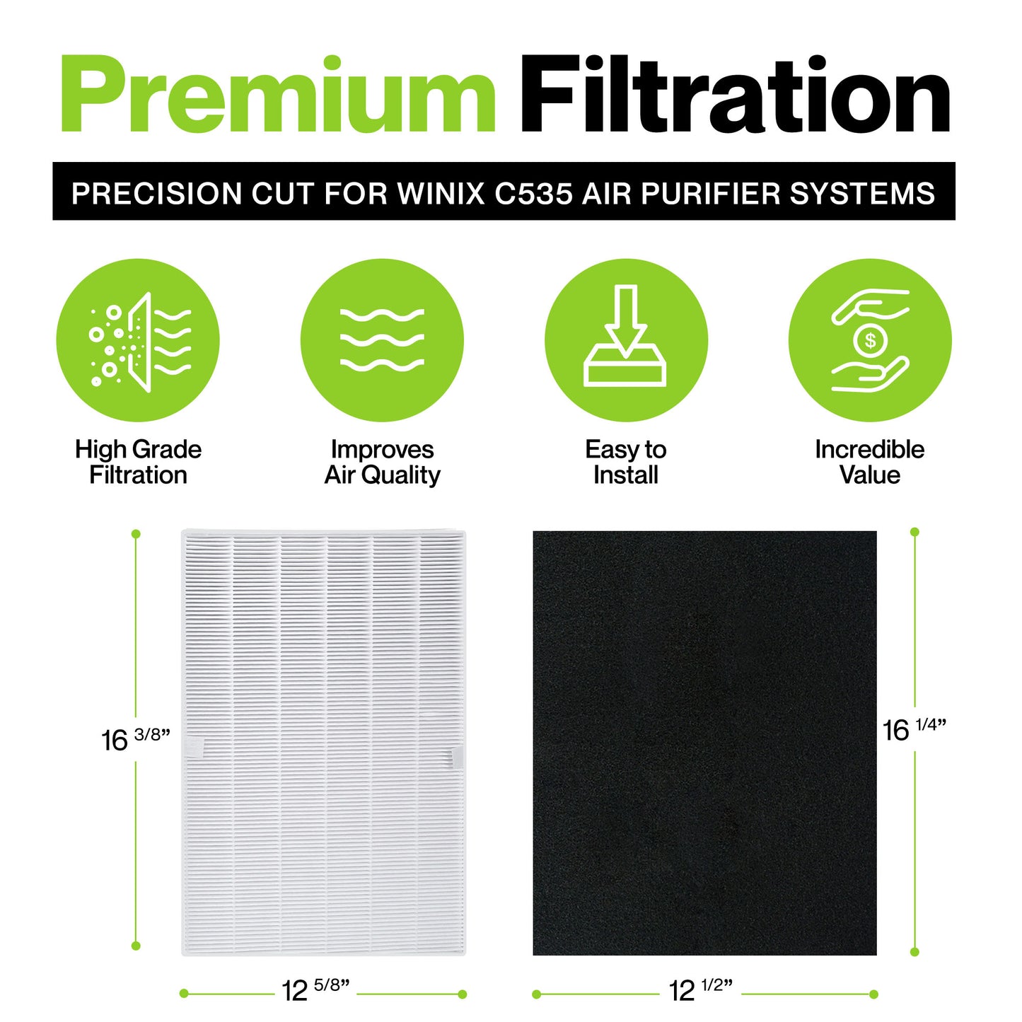 Winix 115115 Compatible Filter Set | 2 Filters & 10 Pre-Cut Pre-Filters