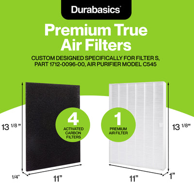 Durabasics Premium Filter Set Compatible with Winix C545 Replacement Filter - 1 Air Filter & 4 Activated Carbon Pre-Filters- Replacement for Winix Filter S, C545 Filter, C545 Winix & Winix Filter C545