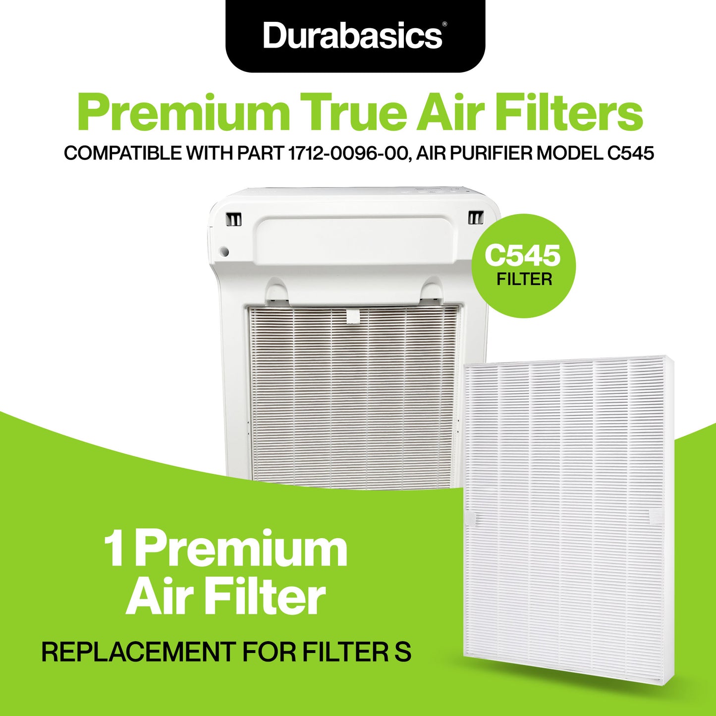 Durabasics Premium Filter Set Compatible with Winix C545 Replacement Filter - 1 Air Filter & 4 Activated Carbon Pre-Filters- Replacement for Winix Filter S, C545 Filter, C545 Winix & Winix Filter C545