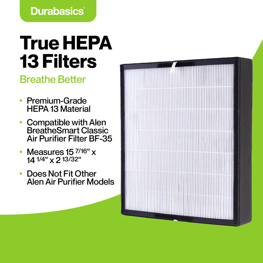 Durabasics HEPA Filter for Alen Air Purifier Filter Classic, BF35 & Breathe Smart Filter - Durabasics BF35 VOC Filter Fits Alen BreatheSmart Classic Air Purifier - Replacement for Allen Air Filters