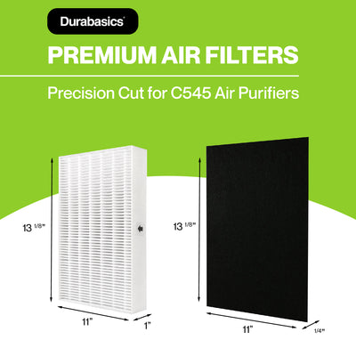 Durabasics Air Filters for Winix C545 Replacement Filter - 2 Air Filters & 8 Activated Carbon Pre-Filters- Replacement for Winix Filter S, C545 Filter, C545 Winix & Winix Filter C545