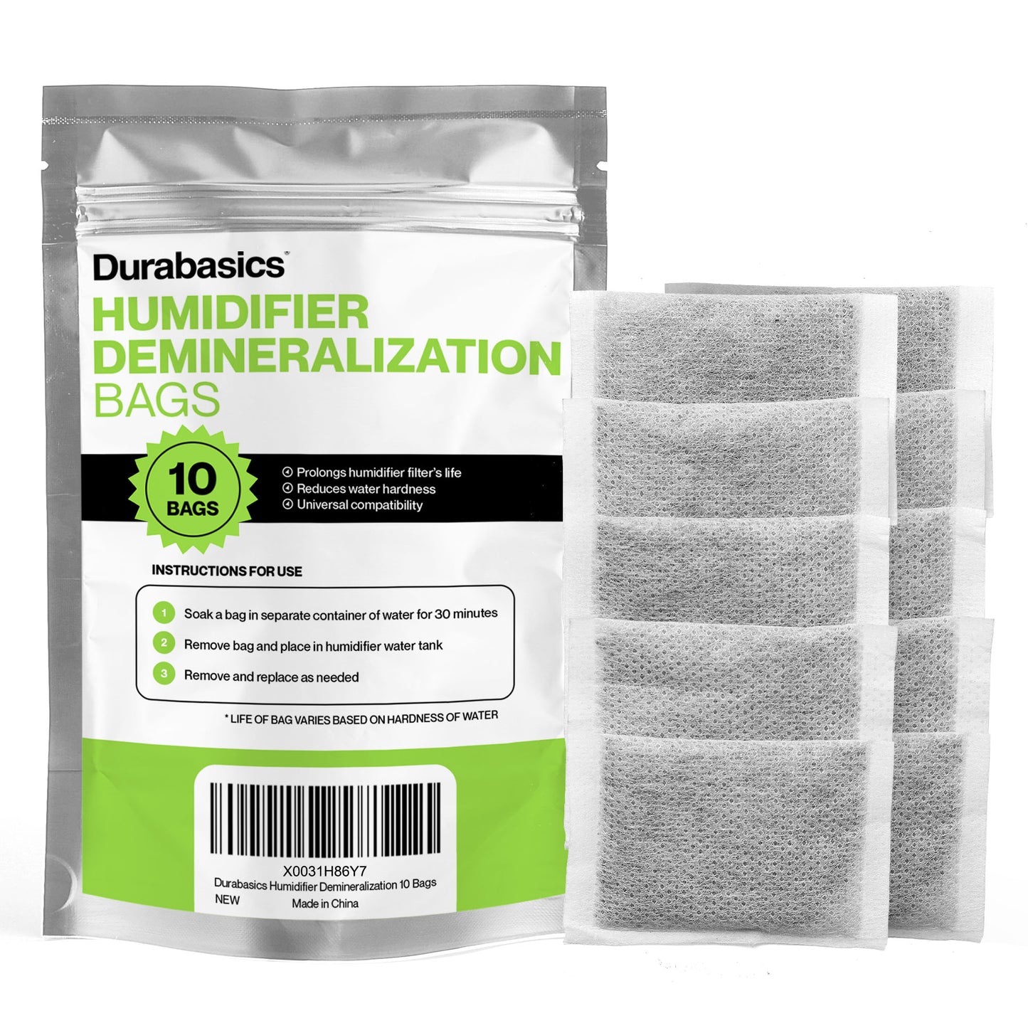 [10 Pack] Demineralization Cartridge for Humidifier without Plastic - Humidifier Demineralization Bags to Extend Life of Filter - Demineralizer for Humidifiers to Prevent Hard Water & White Dust