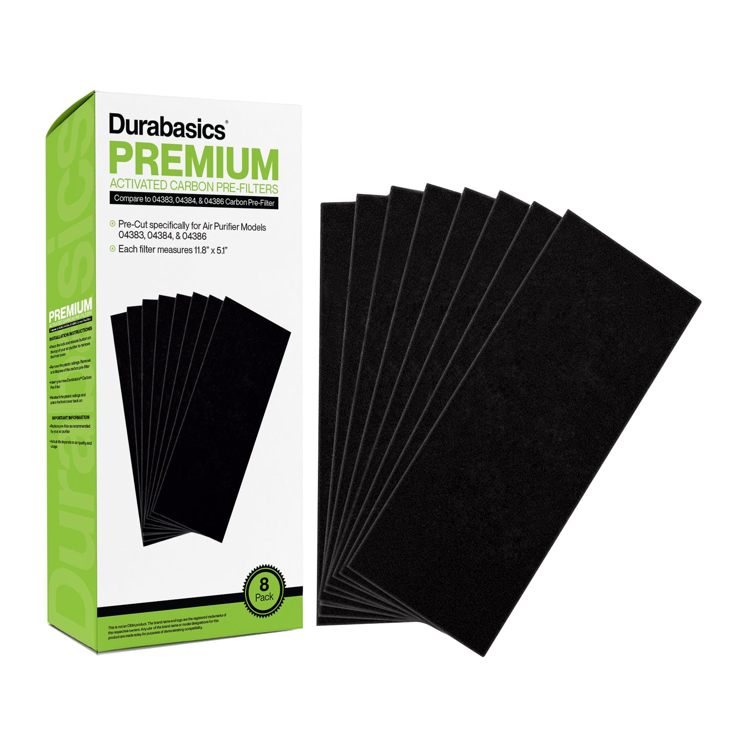 Hamilton Beach True Air 04383, 04384, & 04386 Compatible Pre-Filters (8 Pack)