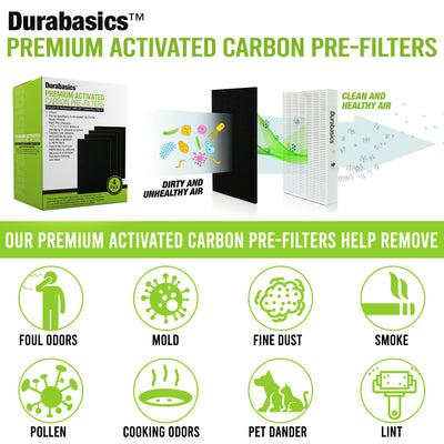 Durabasics Activated Carbon Prefilters for Honeywell Prefilter A & HRF-AP1HPA300 - 4 Pack - Replacements for Honeywell HRF APP1, Honeywell Replacement Pre Filter & Honeywell A Pre Filter