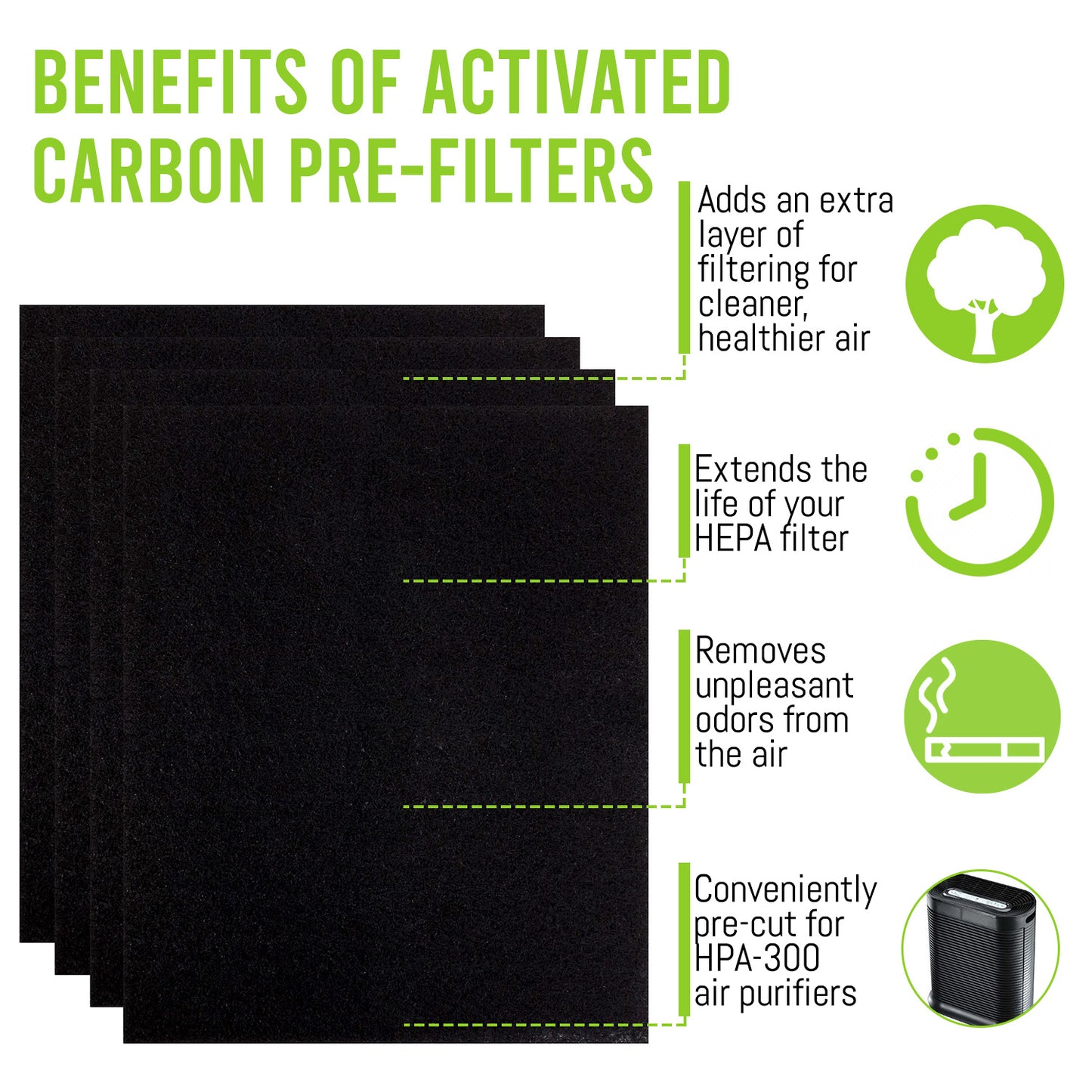 Durabasics Activated Carbon Prefilters for Honeywell Prefilter A & HRF-AP1HPA300 - 4 Pack - Replacements for Honeywell HRF APP1, Honeywell Replacement Pre Filter & Honeywell A Pre Filter