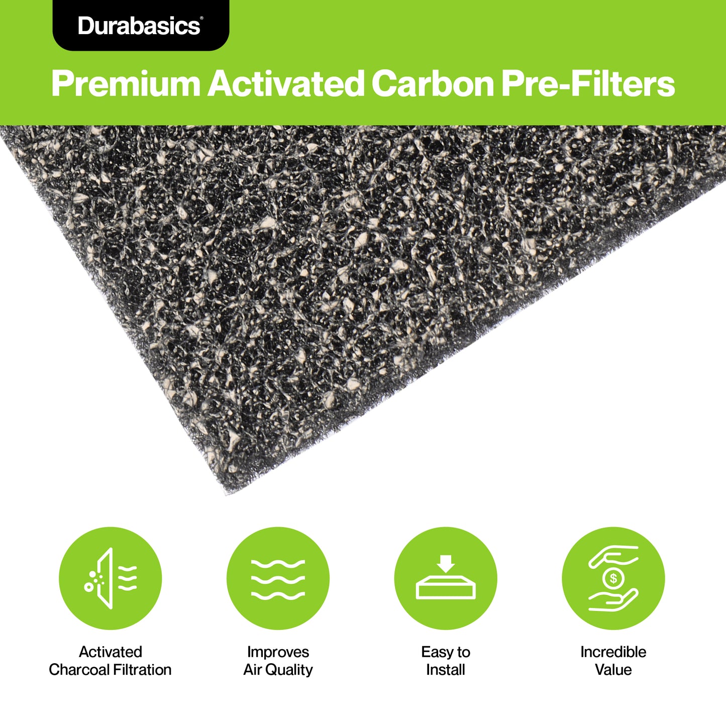 Durabasics Activated Carbon Pre-Filters Compatible with Honeywell B+ - 8 Pack - Extra Zeolite for Maximum Odor Elimination - Replacement for Honeywell Air Purifier Filters B & Honeywell Pre Filter B