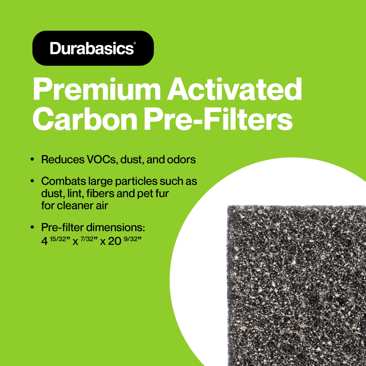 Durabasics Activated Carbon Pre-Filters Compatible with Honeywell B+ - 8 Pack - Extra Zeolite for Maximum Odor Elimination - Replacement for Honeywell Air Purifier Filters B & Honeywell Pre Filter B