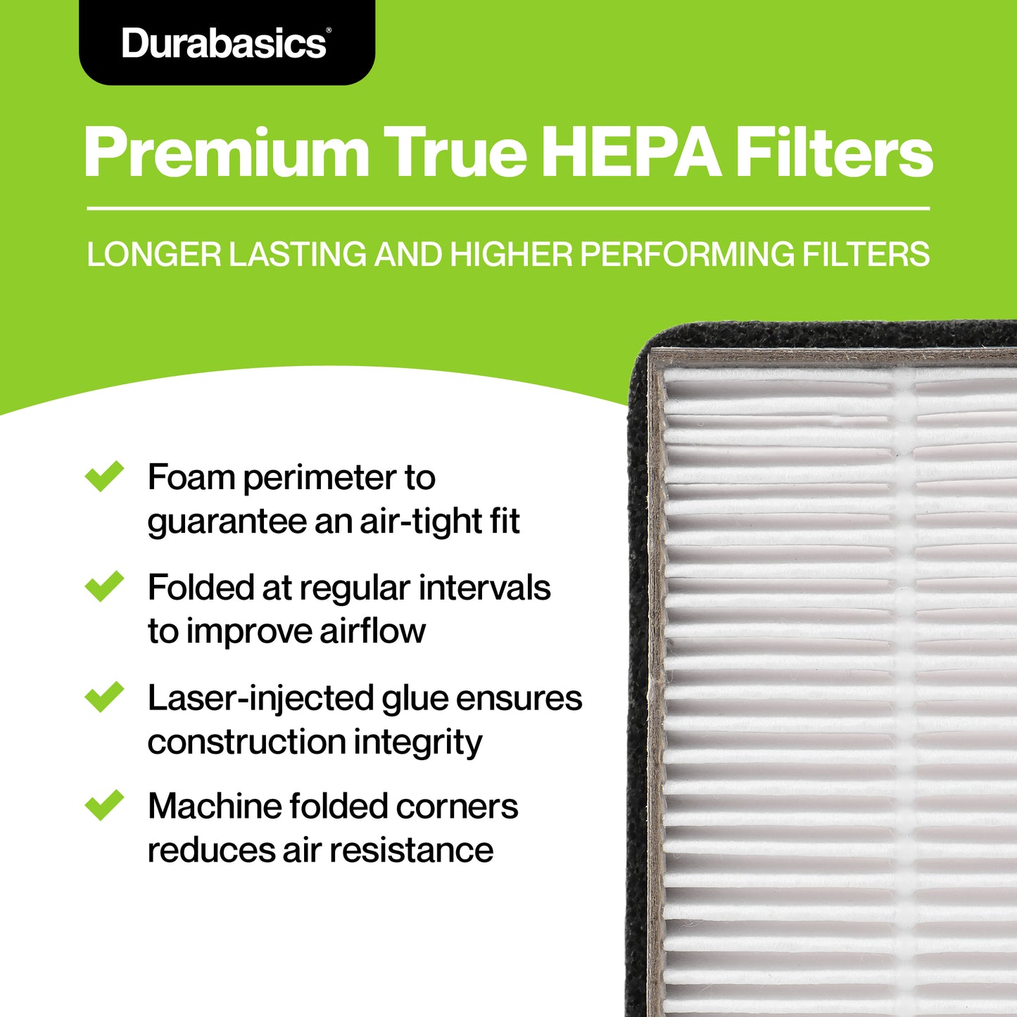 Durabasics 2 Pack of HEPA Filters for Vornado AC500, Vornado PCO200, Vornado Filter AC300, Vornado Filter Replacement, Vornado Air Purifier Replacement Filters and Other MD1-0022 Filter Vornado Models
